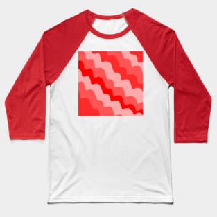 Red wavy ocean waves gradient Baseball T-Shirt